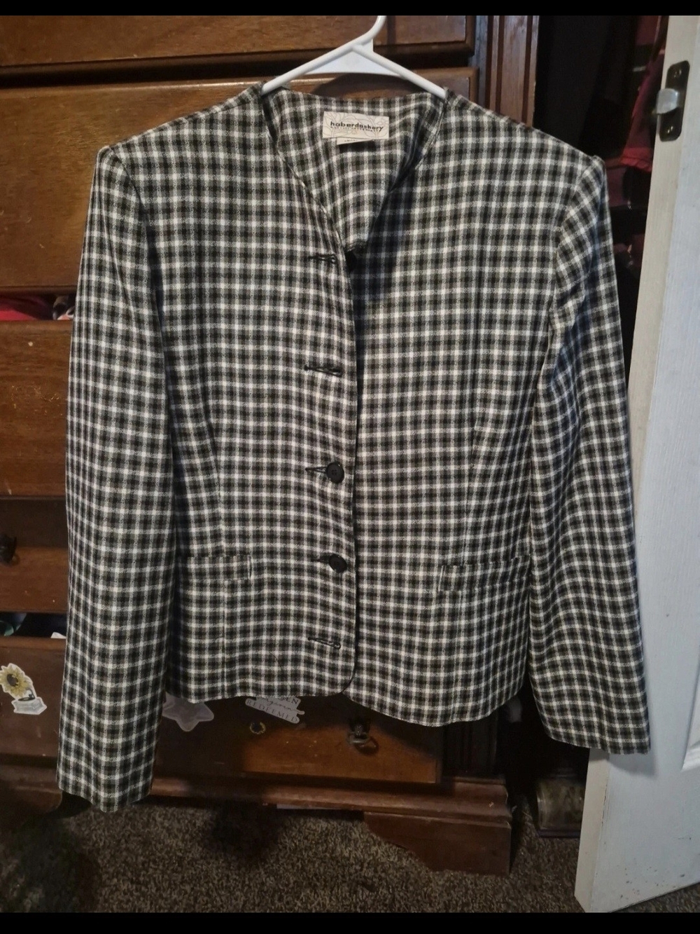 Black and White Checked Women's Blazer